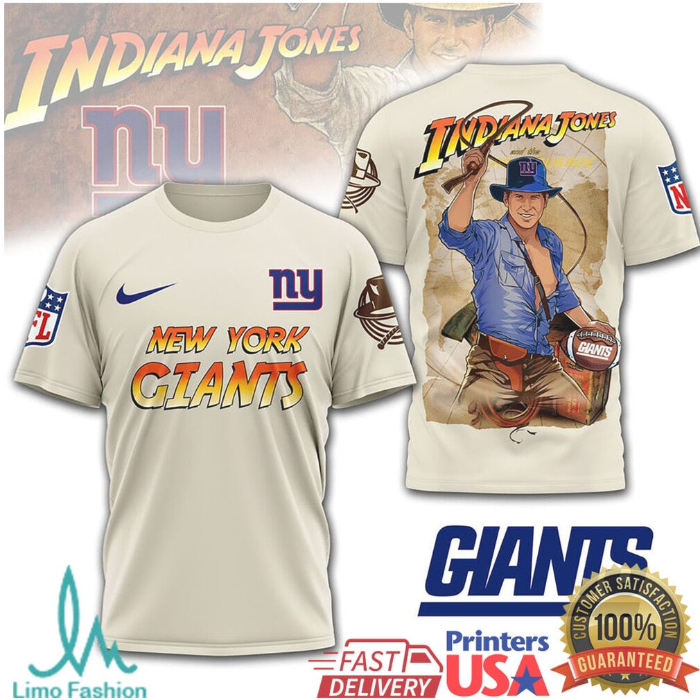 New York Giants Indiana Jones Movie Parody Football T Shirt - Limotees LLC