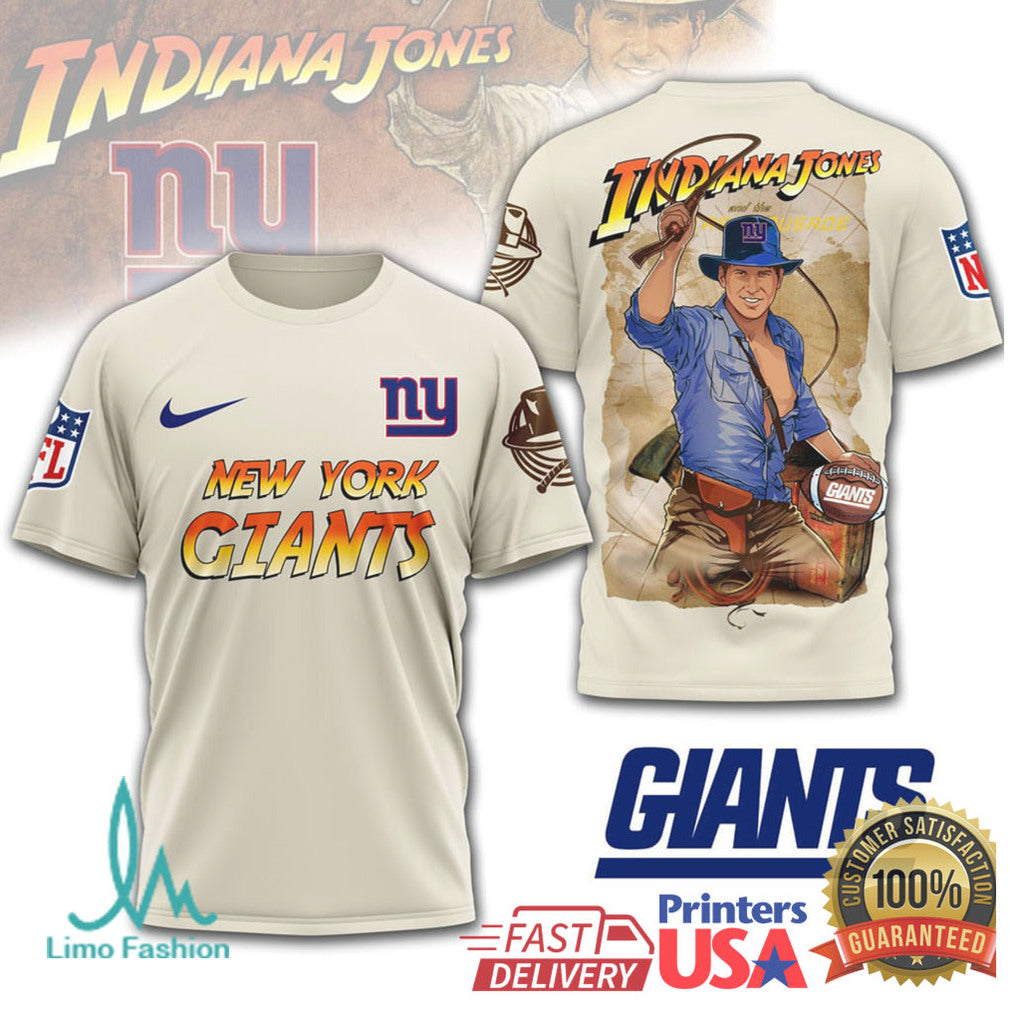 New York Giants Indiana Jones Movie Parody Football T Shirt - Limotees LLC