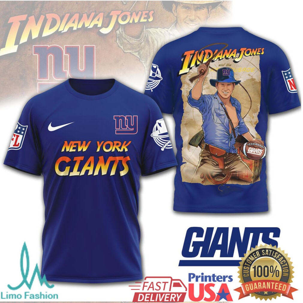 New York Giants Indiana Jones Movie Parody Football T Shirt - Limotees LLC
