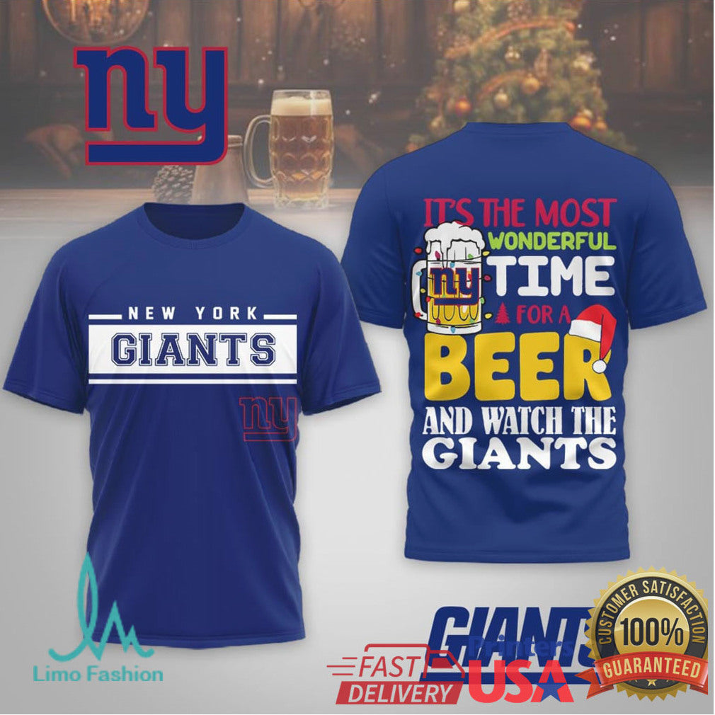 New York Giants “Most Wonderful Time For A Beer” Holiday Fan Tee - Limotees LLC
