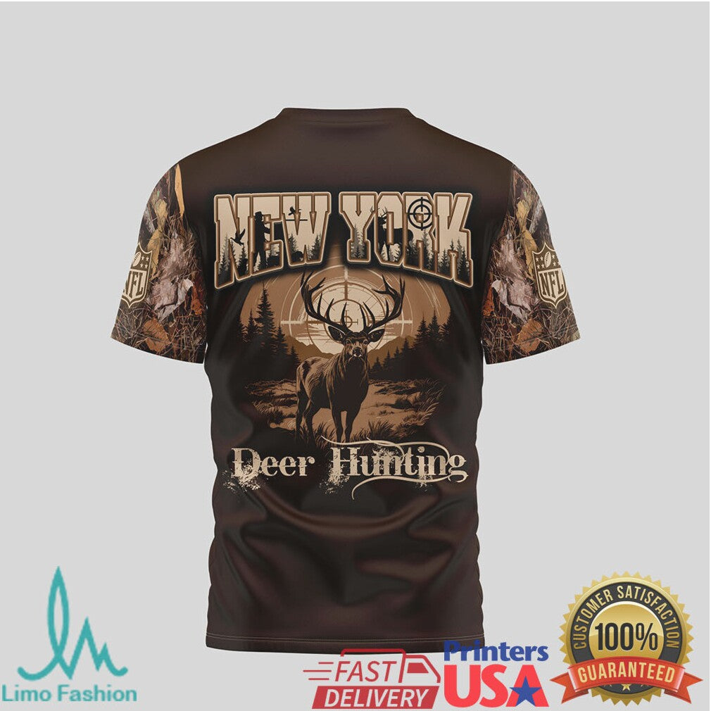 New York Giants NFL Deer Hunting Camo 3D All Over Print T Shirt - Limotees LLC