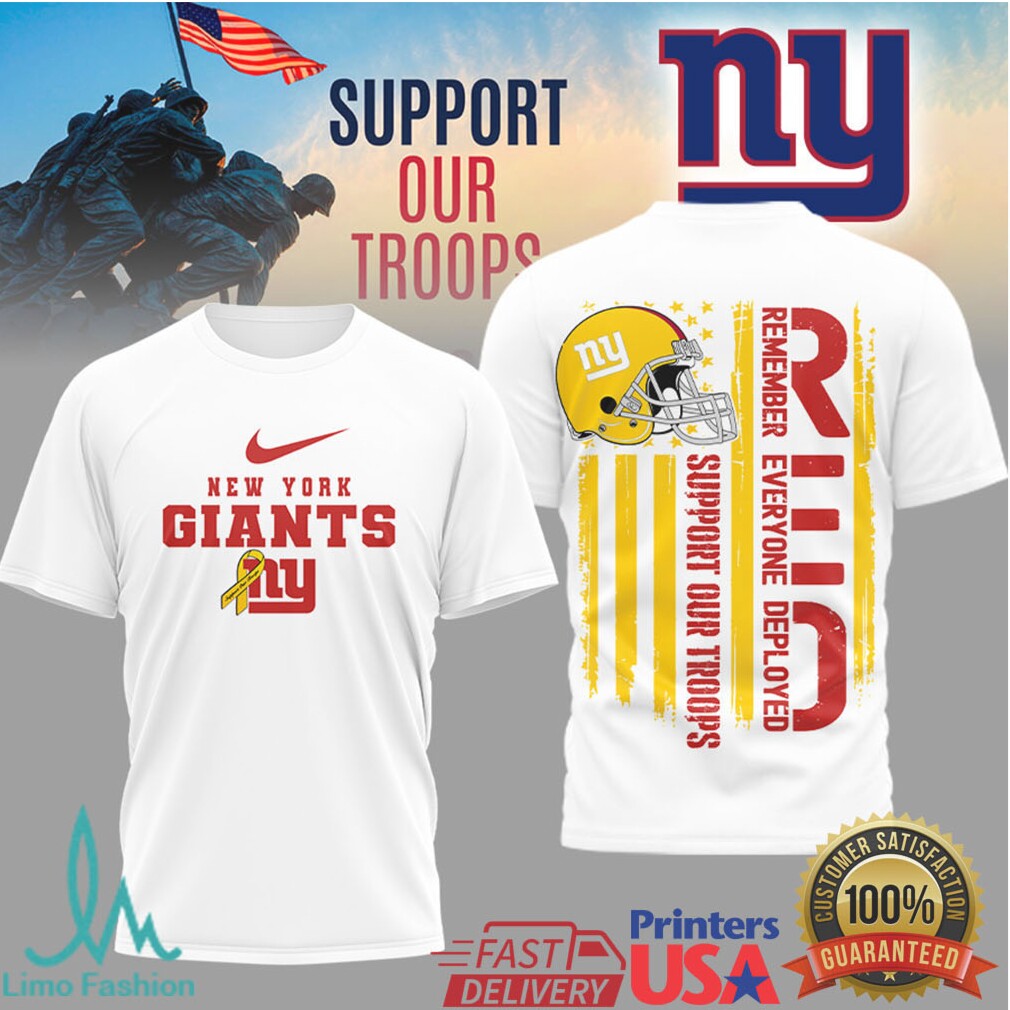 New York Giants RED Support Our Troops Military Appreciation T Shirt - Limotees LLC