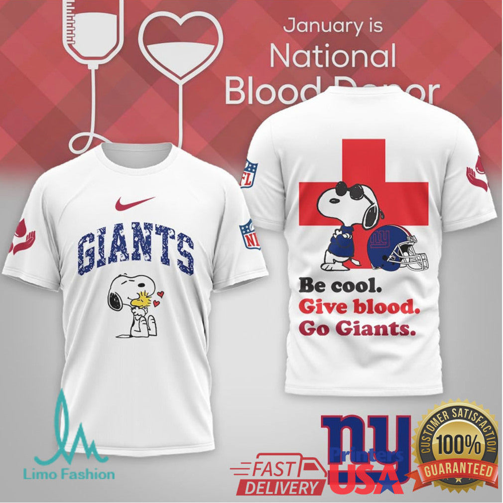 New York Giants Snoopy Blood Donor Month Special Edition Shirt - Limotees LLC