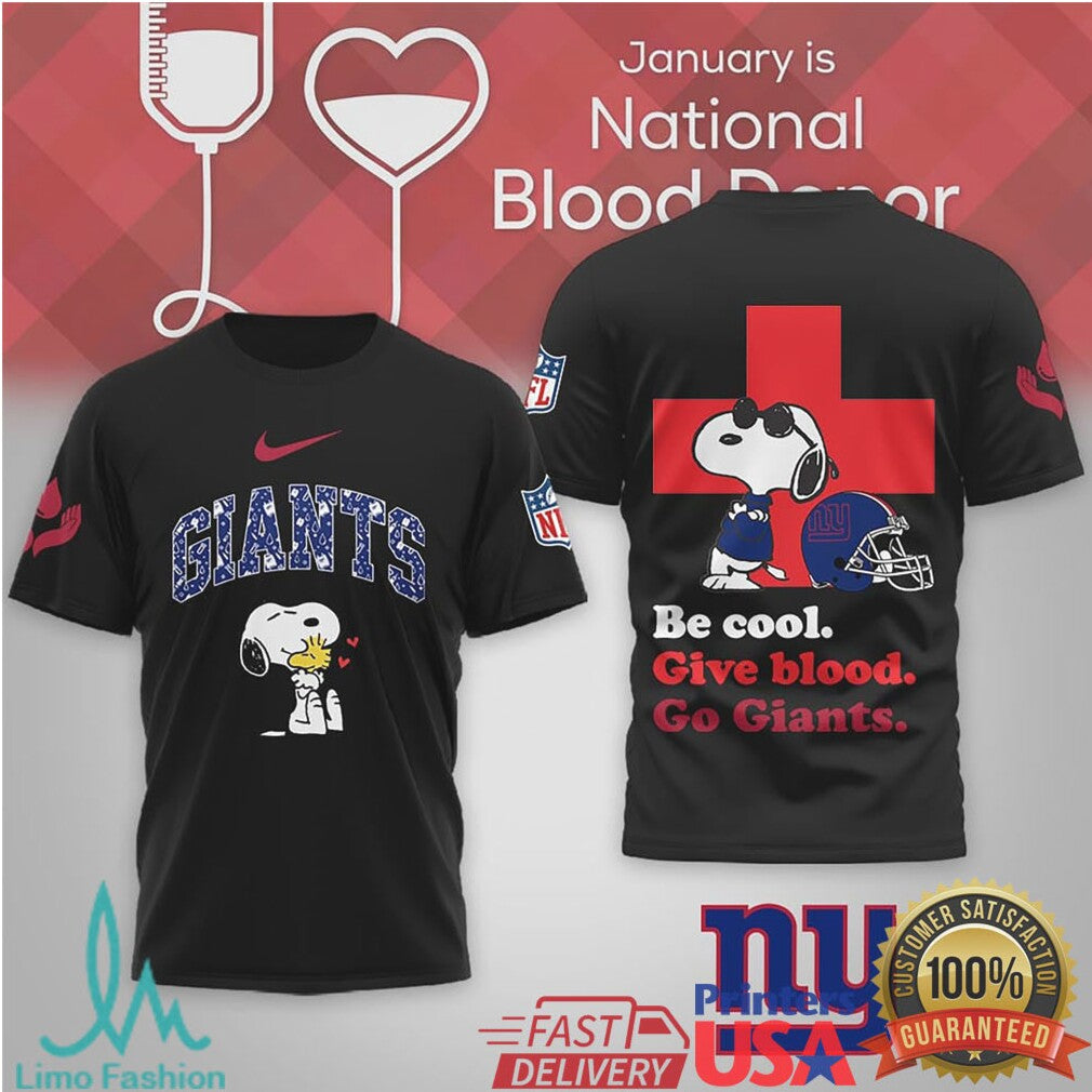 New York Giants Snoopy Blood Donor Month Special Edition Shirt - Limotees LLC