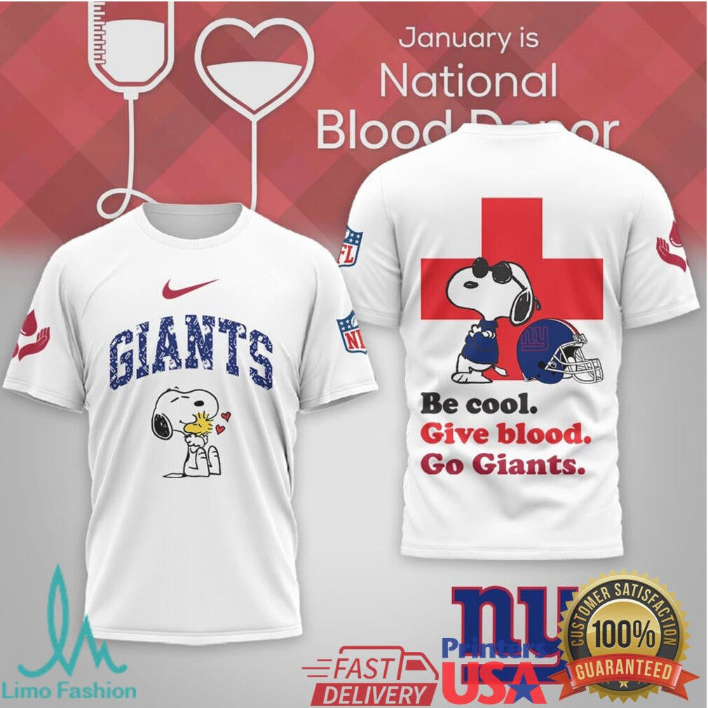 New York Giants Snoopy Blood Donor Month Special Edition Shirt - Limotees LLC