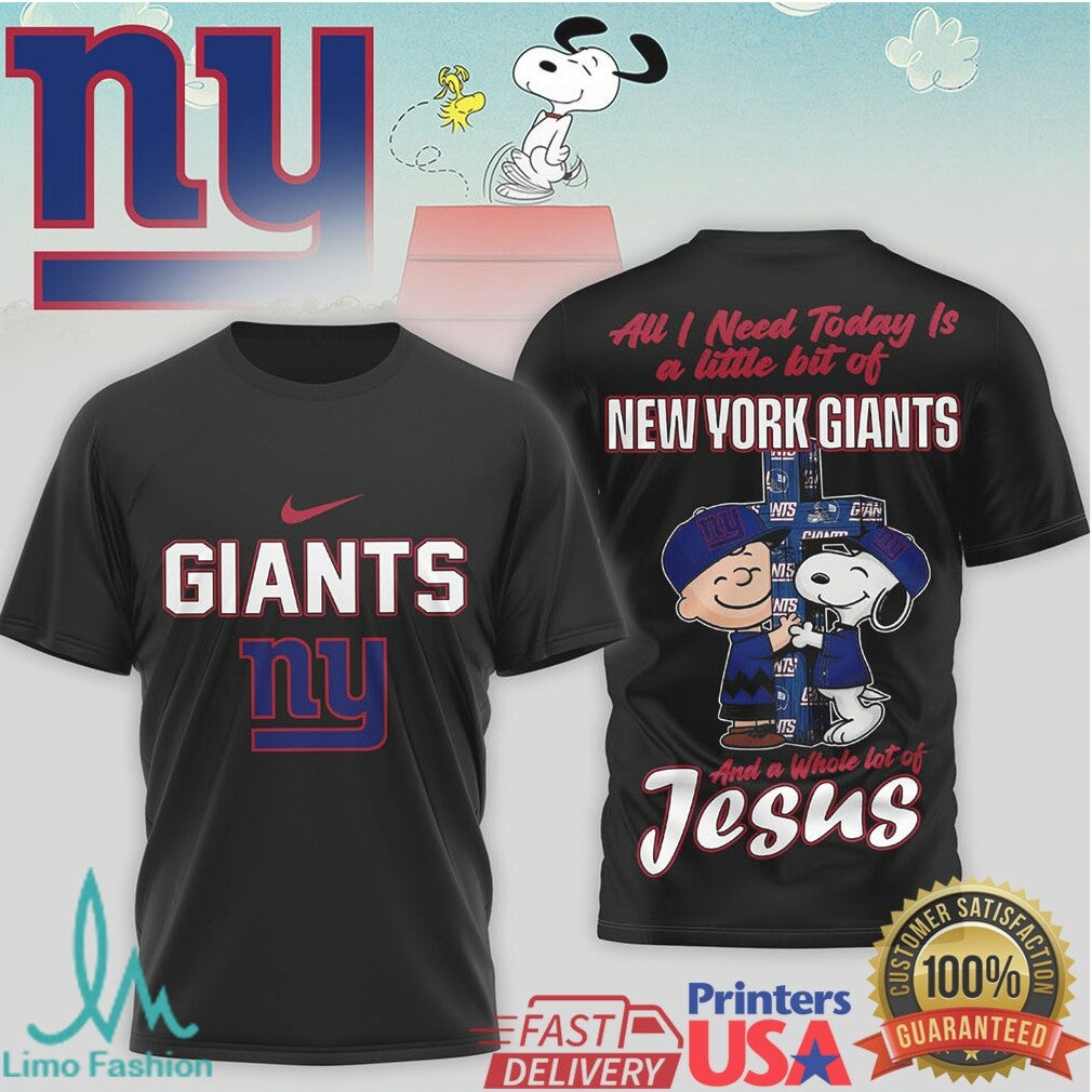 New York Giants Snoopy Charlie Brown Faith Jesus T Shirt - Limotees LLC