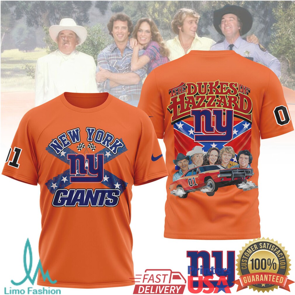 New York Giants The Dukes of Hazzard General Lee Car & Cast T Shirt