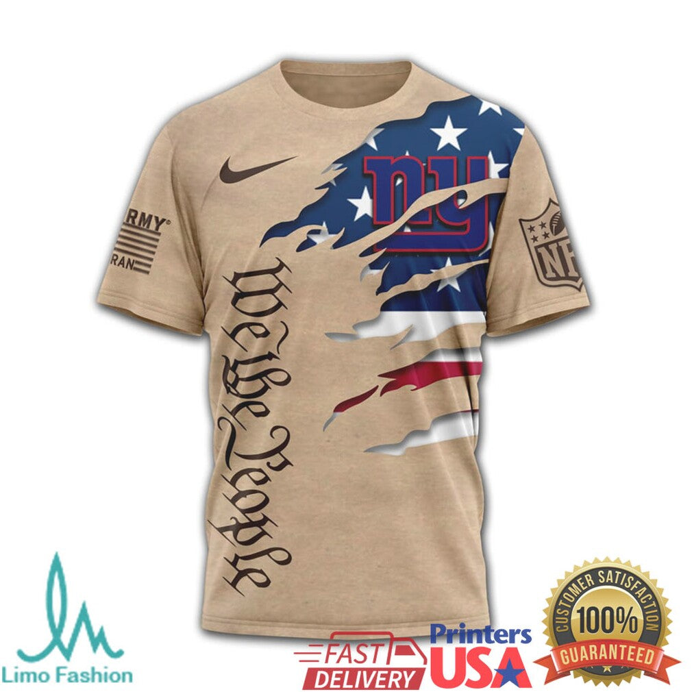 New York Giants We The People Patriotic Military Tan T Shirt - Limotees LLC