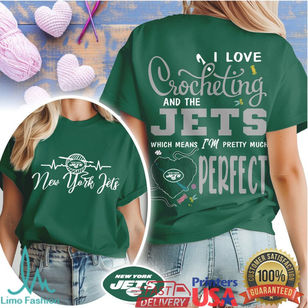 New York Jets Crochet Heart Design Shirt Perfect Jets Fan Tee - Limotees LLC