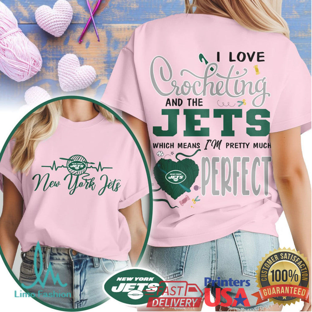 New York Jets Crochet Heart Design Shirt Perfect Jets Fan Tee - Limotees LLC