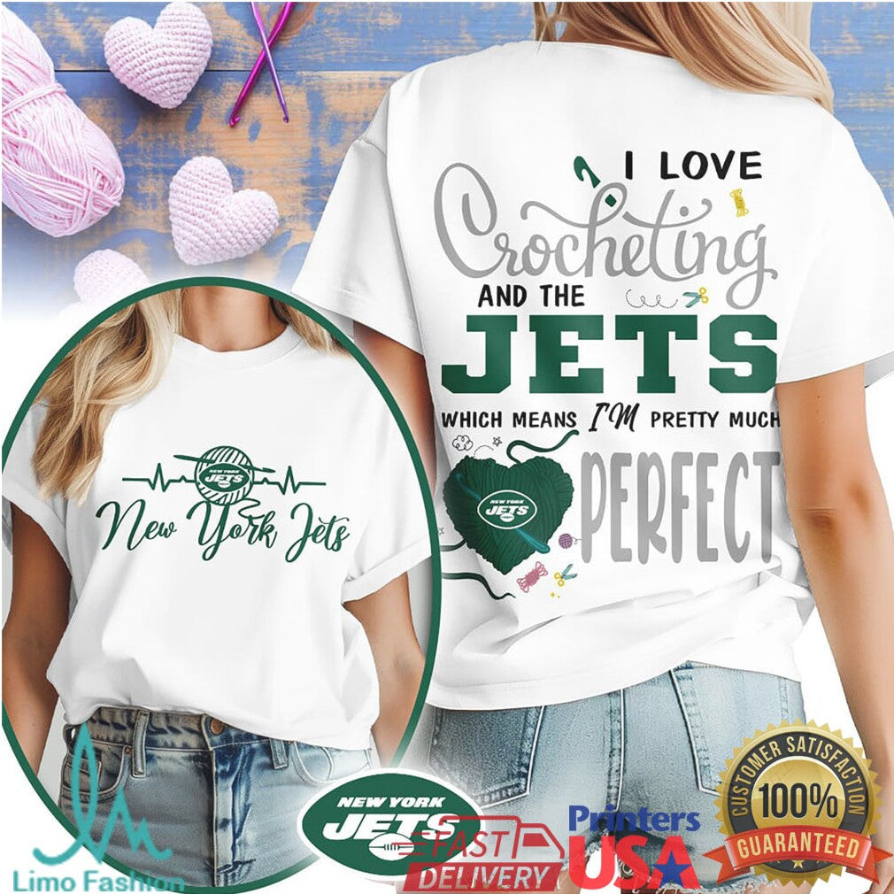 New York Jets Crochet Heart Design Shirt Perfect Jets Fan Tee - Limotees LLC