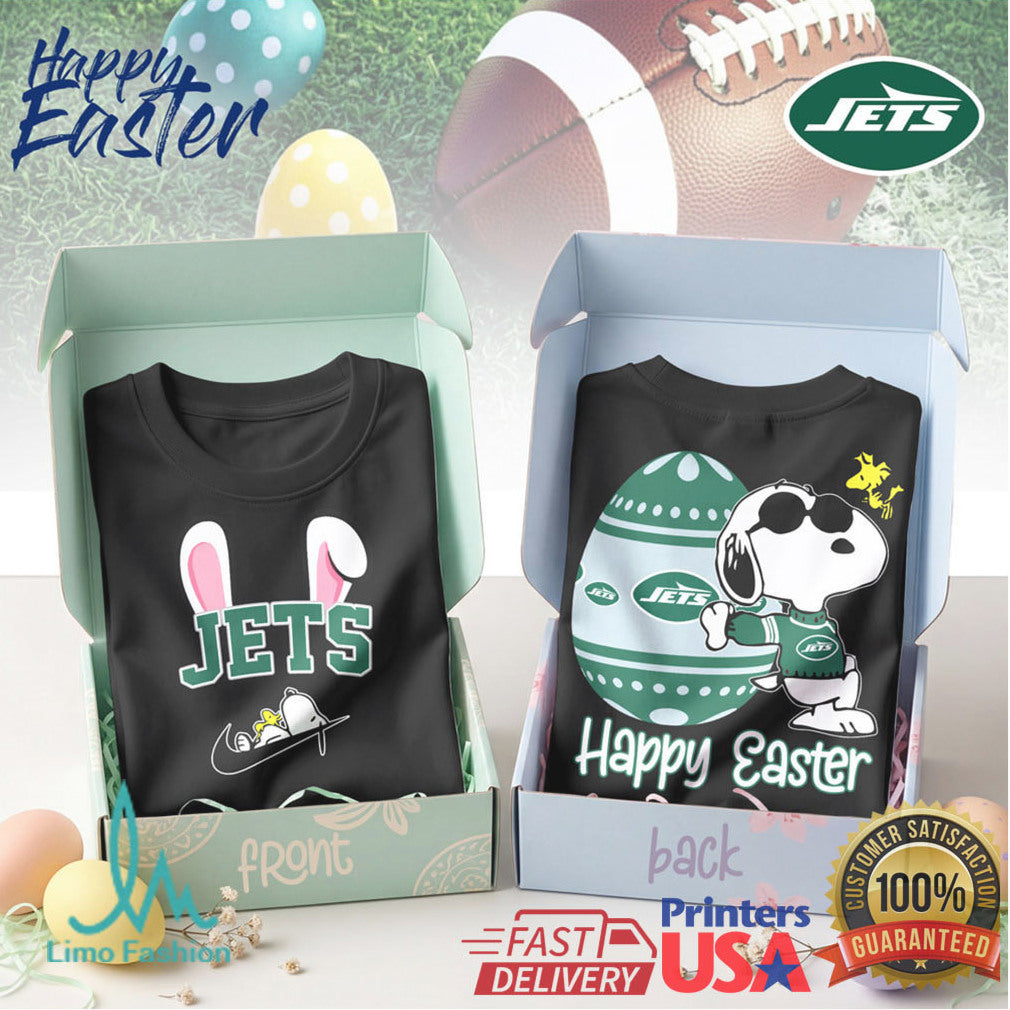 New York Jets Easter Snoopy & Woodstock Football Easter Egg T Shirt - Limotees LLC