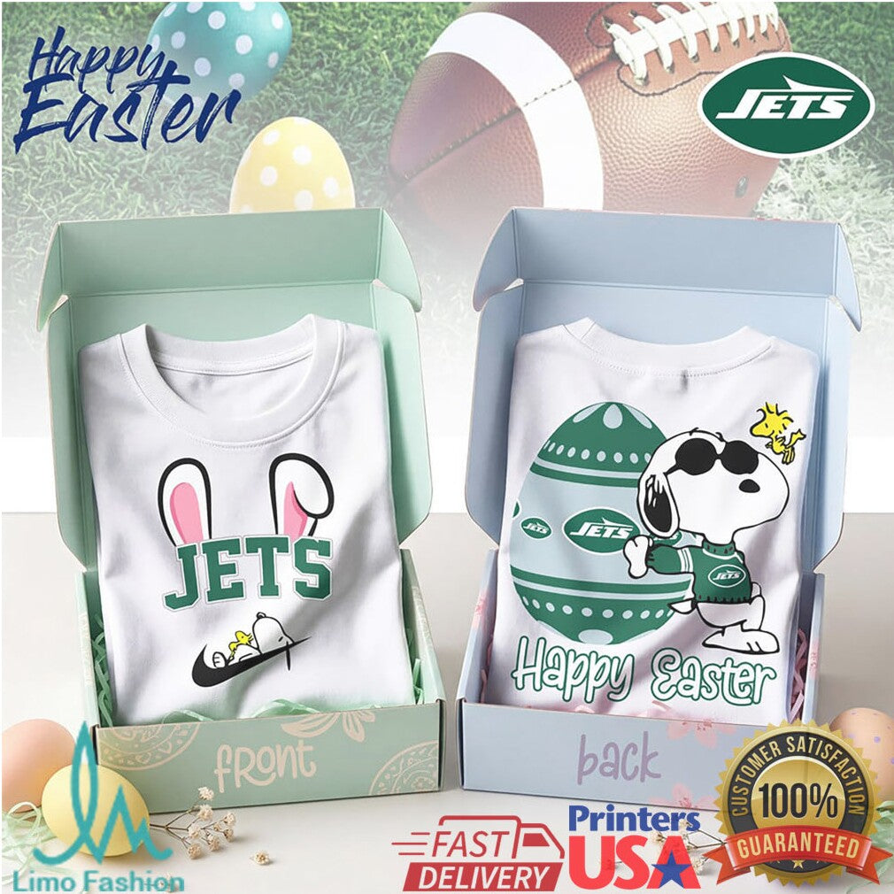 New York Jets Easter Snoopy & Woodstock Football Easter Egg T Shirt - Limotees LLC