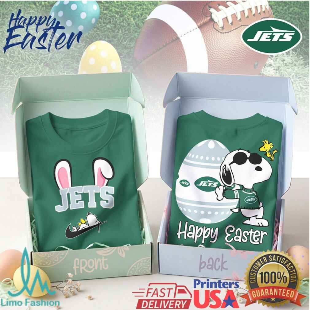 New York Jets Easter Snoopy & Woodstock Football Easter Egg T Shirt - Limotees LLC