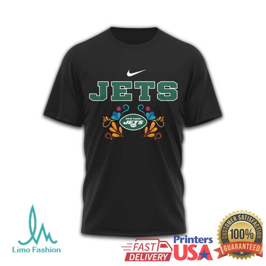 New York Jets Hasta la Muerte Sugar Skull Day of the Dead T Shirt - Limotees LLC