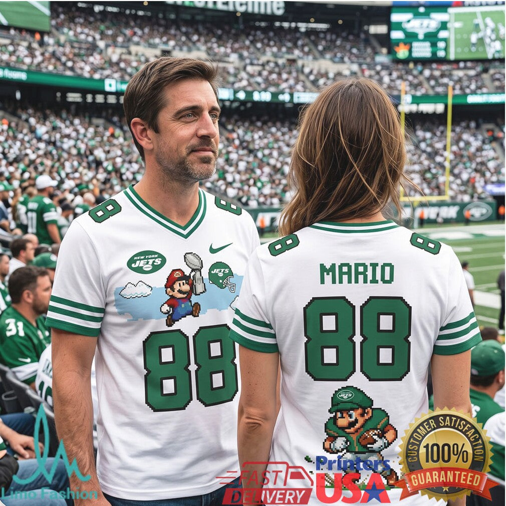 New York Jets Mario 88 Custom Pixel Art NFL T Shirt Design - Limotees LLC