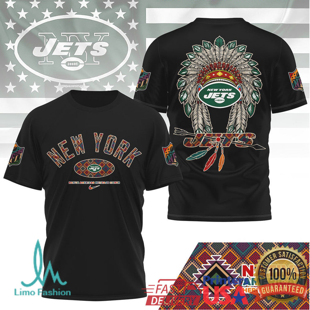 New York Jets Native American Heritage Month Headdress Apparel T Shirt - Limotees LLC