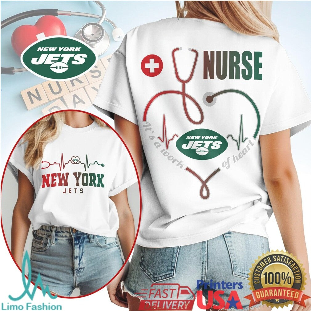 New York Jets Nurse T Shirt Jets Fan Work of Heart Medical Gift T Shirt