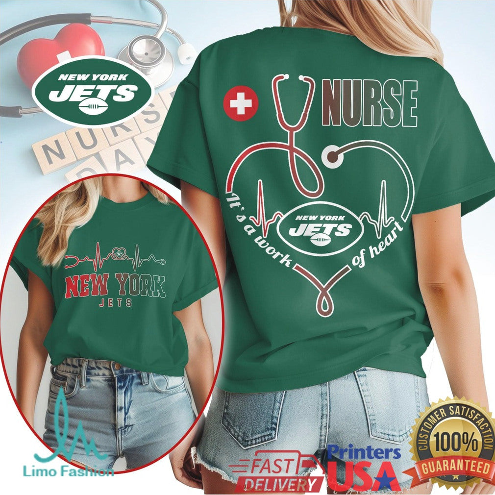New York Jets Nurse T Shirt Jets Fan Work of Heart Medical Gift T Shirt