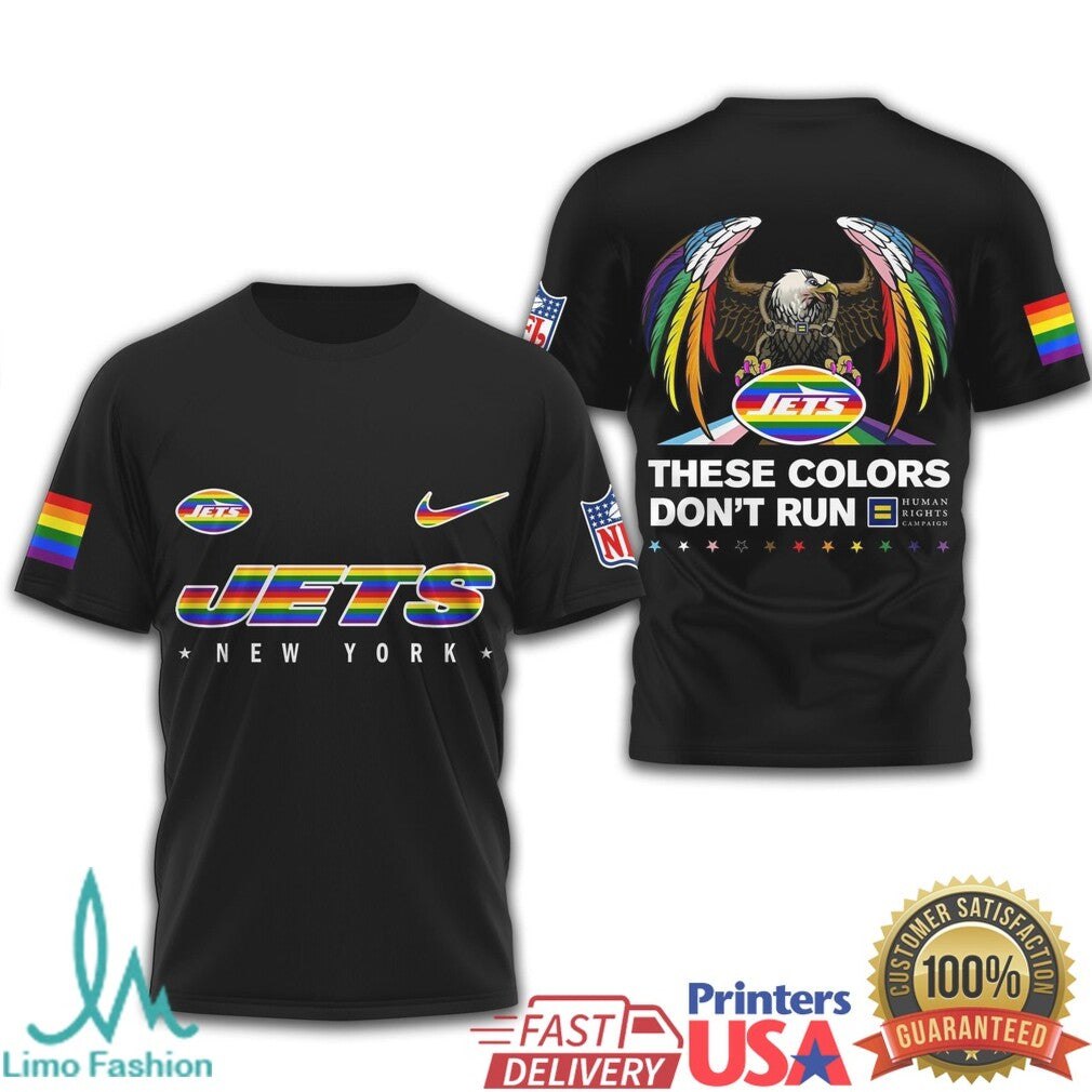 New York Jets Pride Edition Rainbow Eagle These Colors Don't Run T Shirt - Limotees LLC