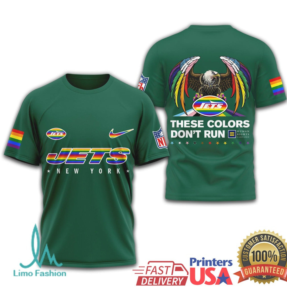 New York Jets Pride Edition Rainbow Eagle These Colors Don't Run T Shirt - Limotees LLC