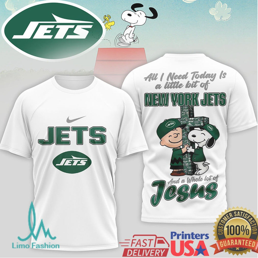 New York Jets Snoopy Charlie Brown Faith Jesus T Shirt - Limotees LLC