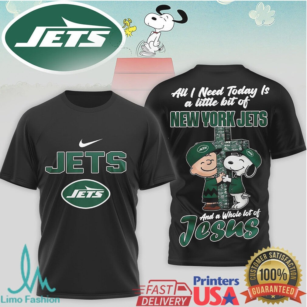 New York Jets Snoopy Charlie Brown Faith Jesus T Shirt - Limotees LLC
