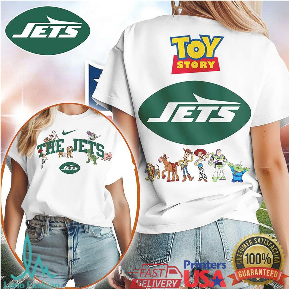New York Jets x Toy Story Characters Graphic White T Shirt - Limotees LLC