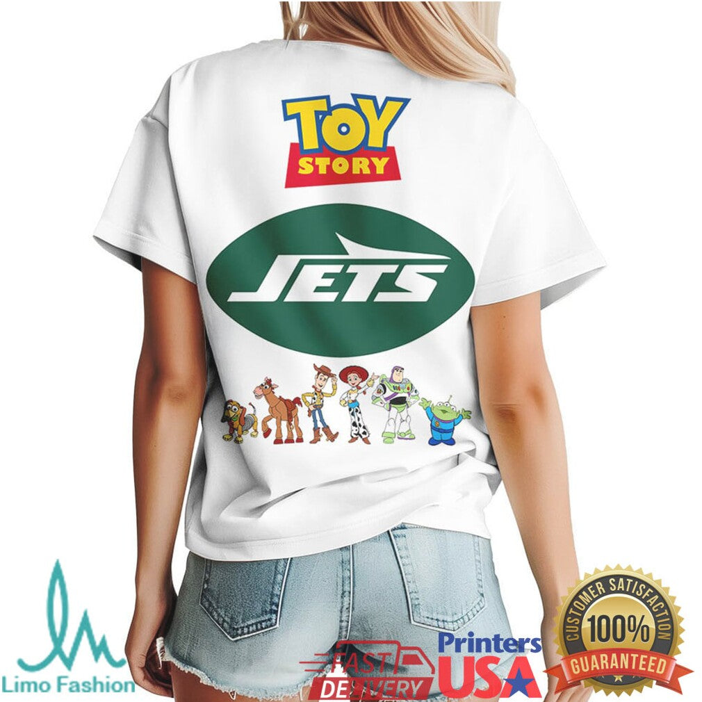 New York Jets x Toy Story Characters Graphic White T Shirt - Limotees LLC