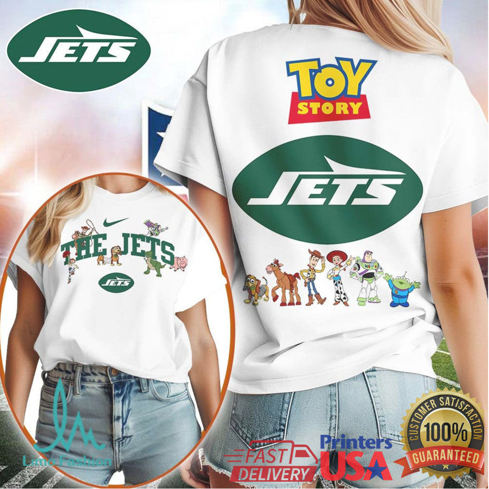 New York Jets x Toy Story Characters Graphic White T Shirt - Limotees LLC