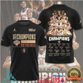 New York Knicks 2025 NBA Cup Champions Gold Trophy Team Photo T Shirt - Limotees LLC