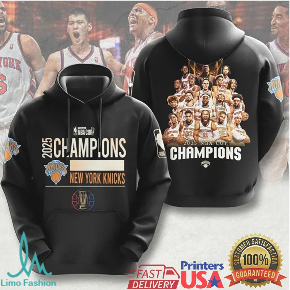 New York Knicks 2025 NBA Cup Champions Roster Commemorative T Shirt - Limotees LLC