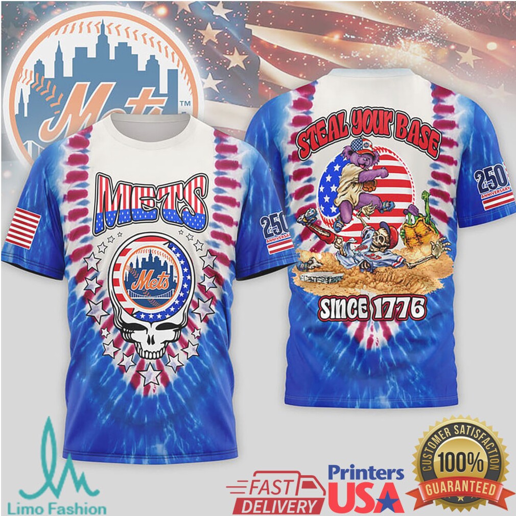 New York Mets Steal Your Base Grateful Dead Patriotic Tie Dye T Shirt - Limotees LLC