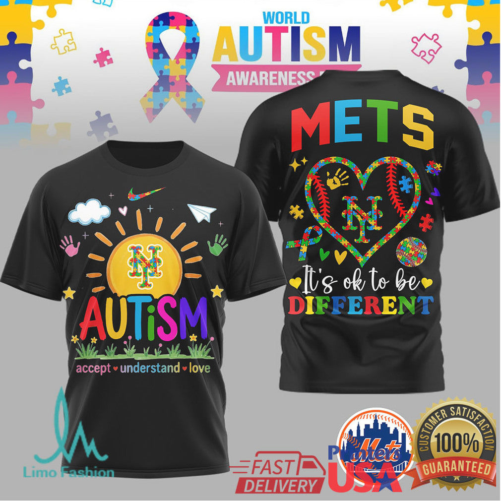 New York Mets World Autism Awareness It's OK To Be Different T Shirt