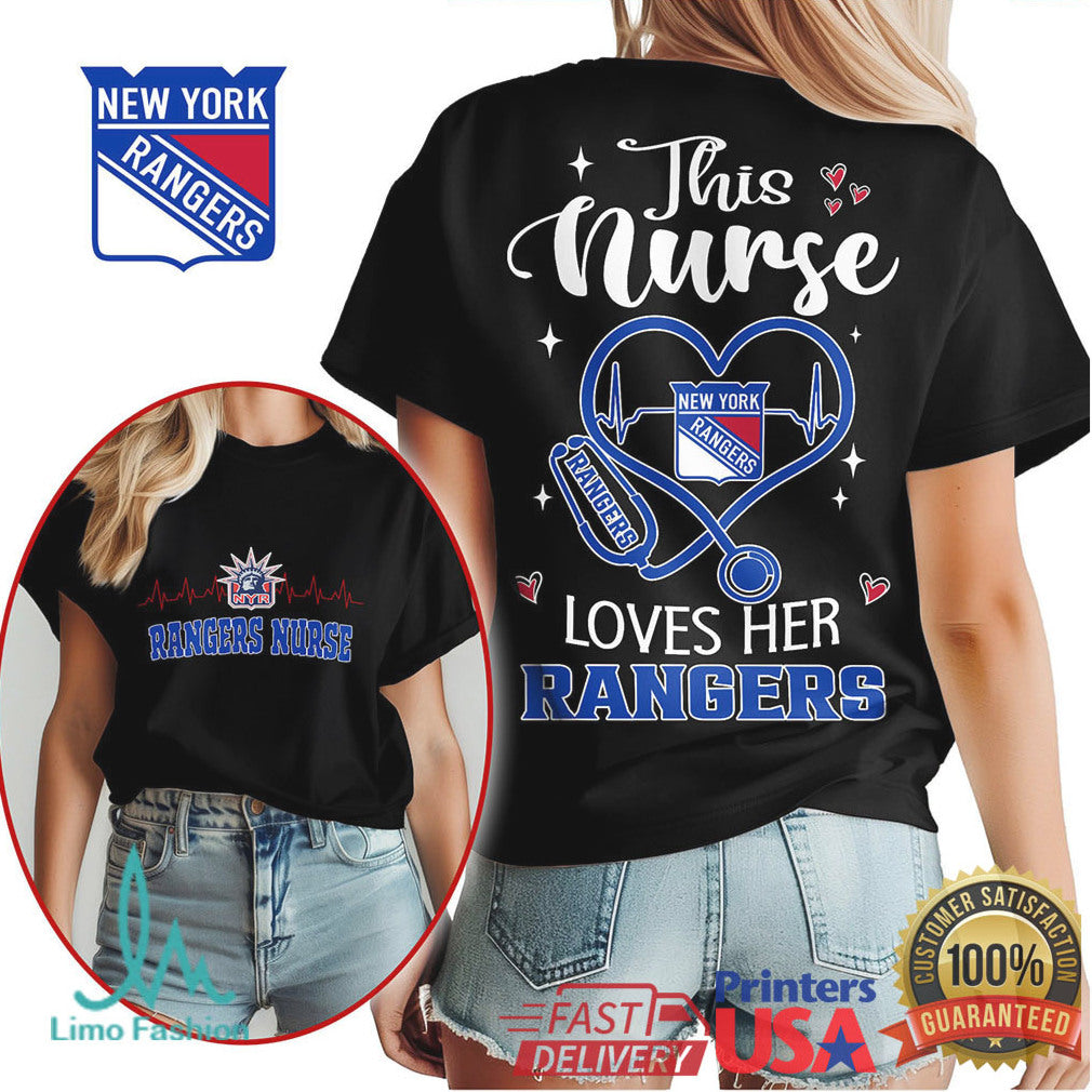 New York Rangers Nurse Shirt This Nurse Loves Her Rangers Hockey T Shirt - Limotees LLC