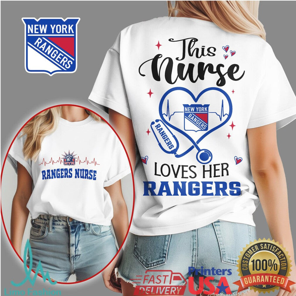 New York Rangers Nurse Shirt This Nurse Loves Her Rangers Hockey T Shirt - Limotees LLC