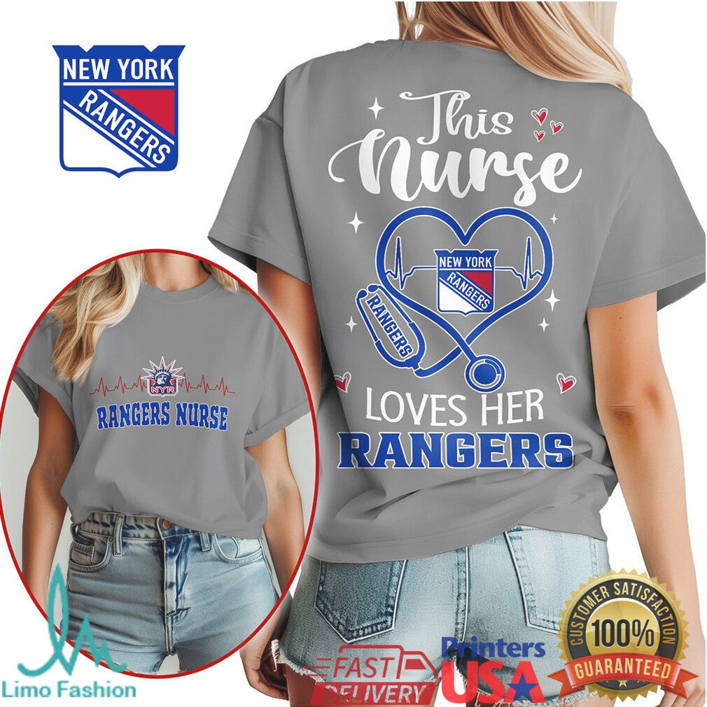 New York Rangers Nurse Shirt This Nurse Loves Her Rangers Hockey T Shirt - Limotees LLC