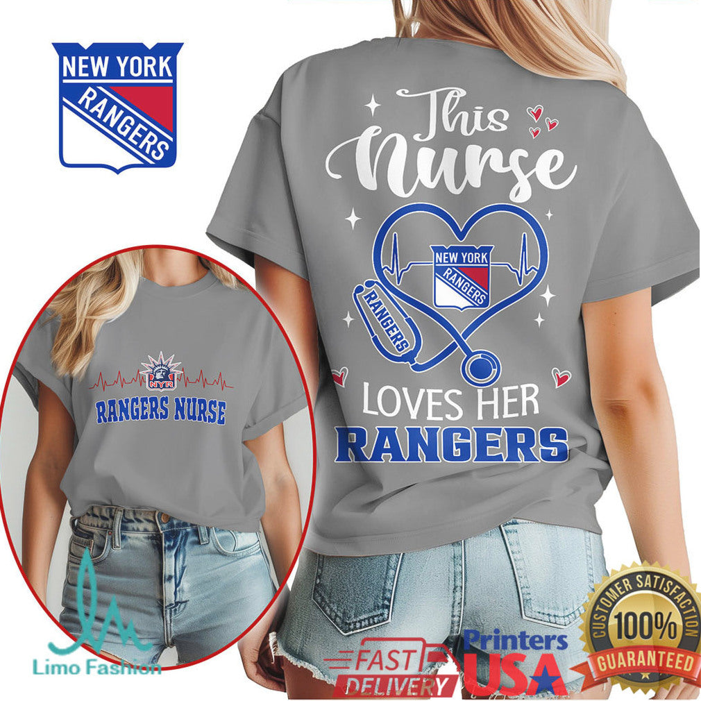 New York Rangers Nurse Shirt This Nurse Loves Her Rangers NHL Fan T Shirt - Limotees LLC