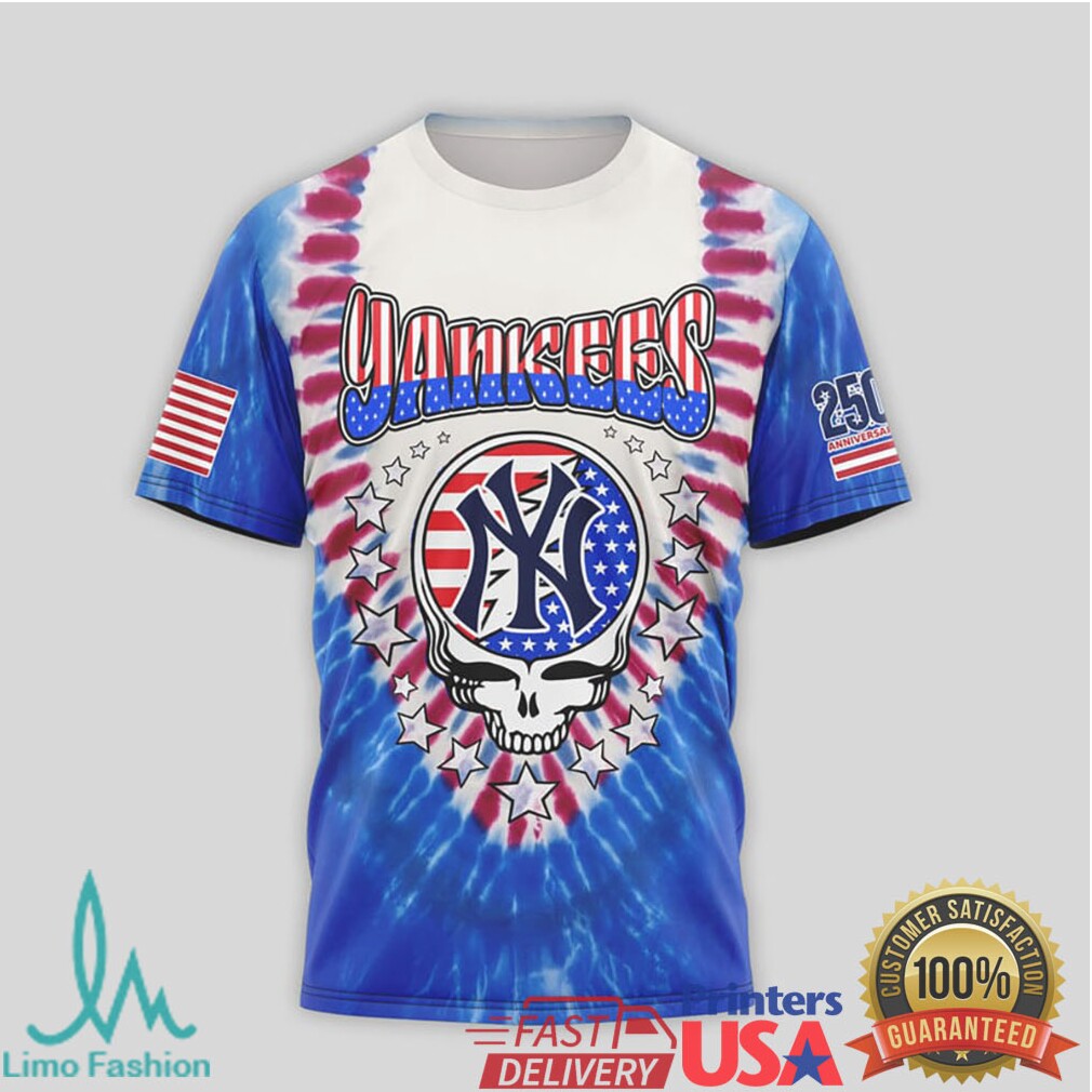 New York Yankees Grateful Dead Steal Your Base Tie Dye Patriotic T Shirt - Limotees LLC
