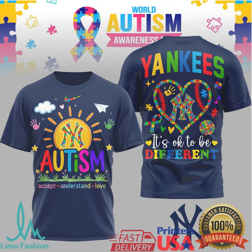 New York Yankees World Autism Awareness It's OK To Be Different T Shirt - Limotees LLC