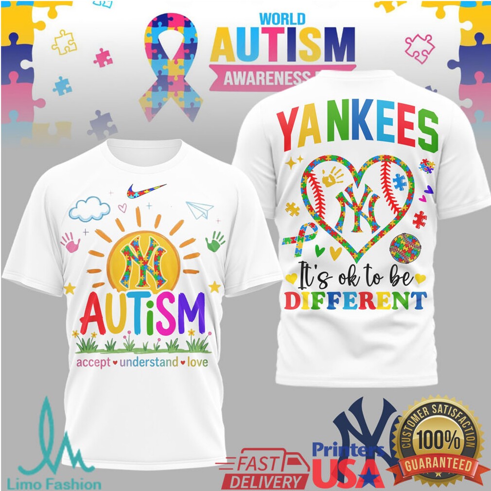New York Yankees World Autism Awareness It's OK To Be Different T Shirt - Limotees LLC
