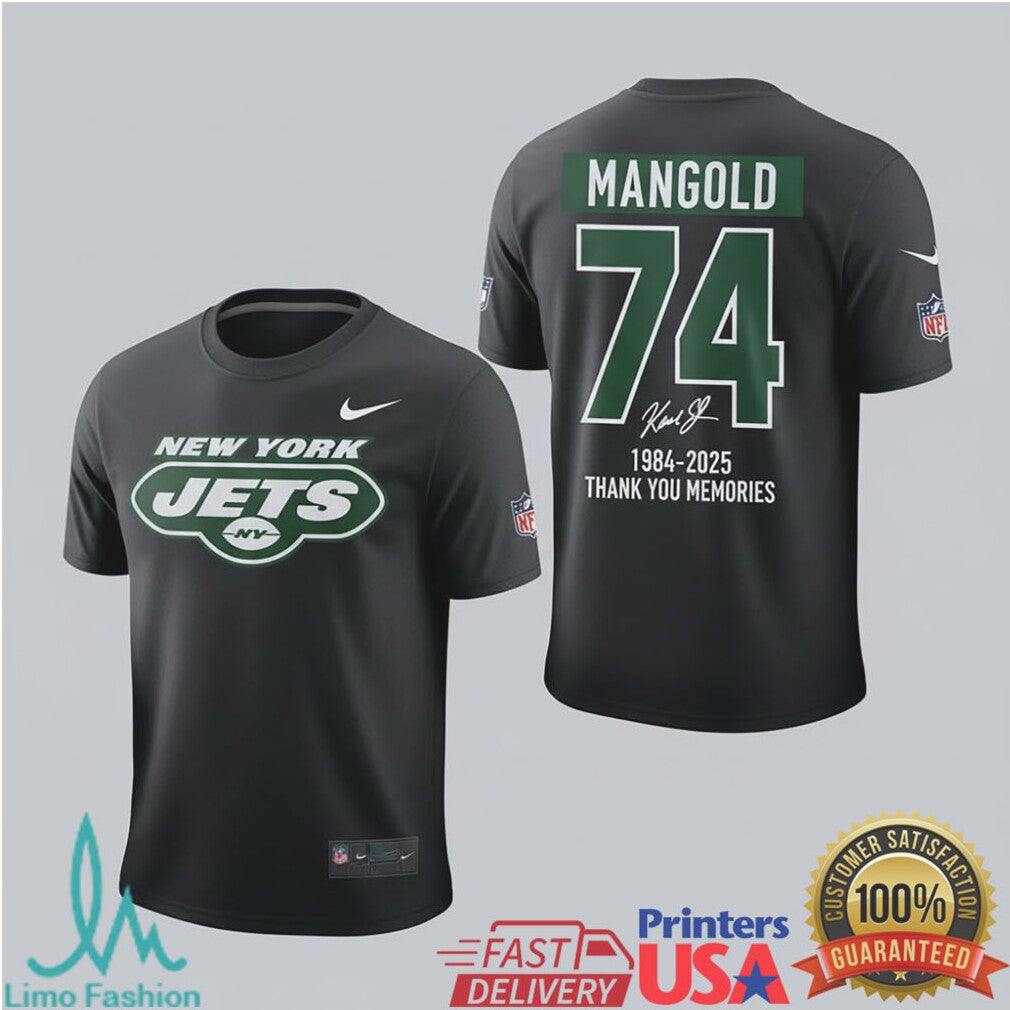 Nick Mangold New York Jets #74 Retirement Thank You For The Memories T Shirt - Limotees LLC