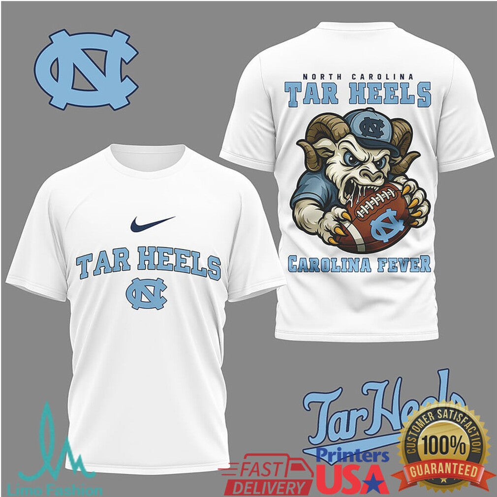 North Carolina Tar Heels “Carolina Fever” Rameses Mascot T Shirt - Limotees LLC