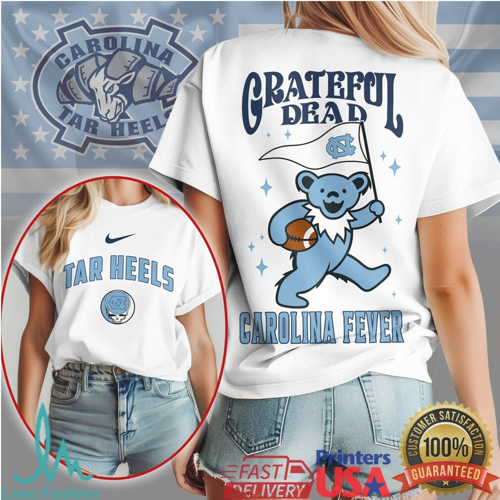 North Carolina Tar Heels Grateful Dead Bear Carolina Fever T Shirt - Limotees LLC