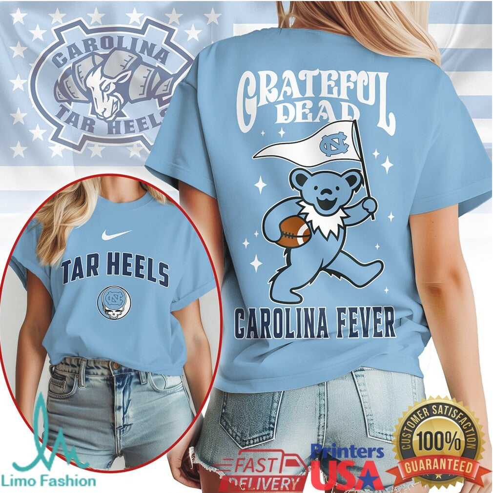 North Carolina Tar Heels Grateful Dead Bear Carolina Fever T Shirt - Limotees LLC