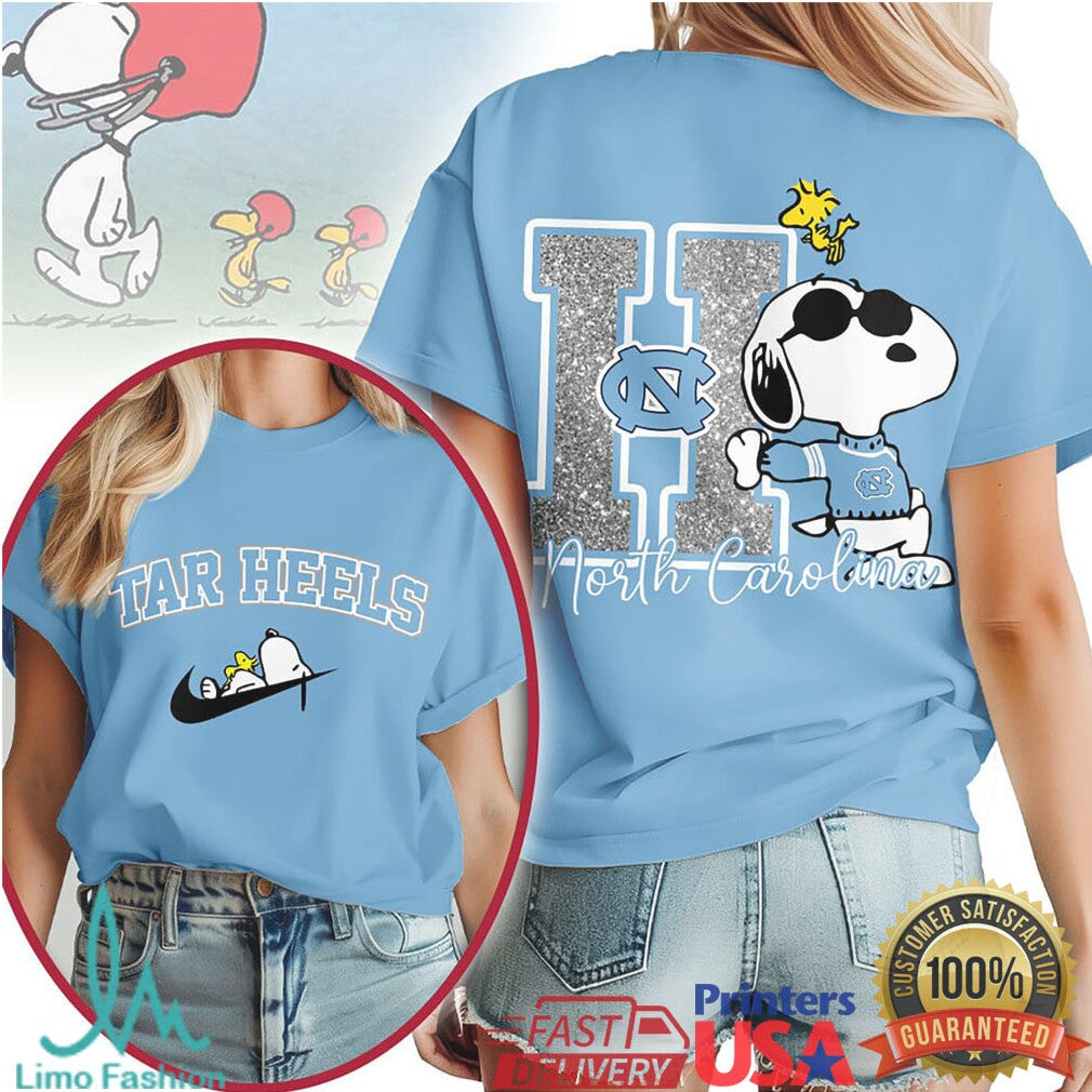 North Carolina Tar Heels Snoopy Joe Cool Glitter T Shirt - Limotees LLC