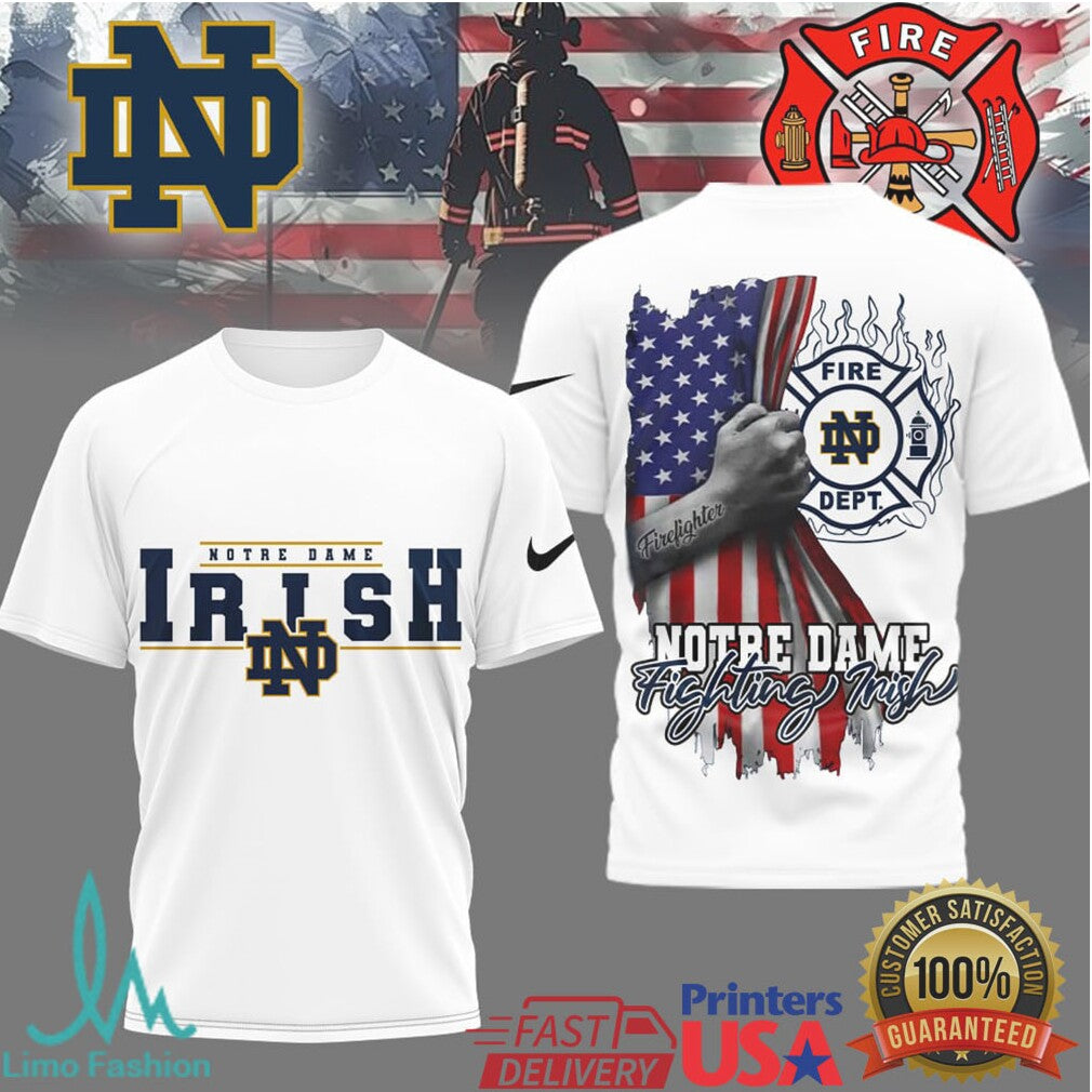 Notre Dame Fighting Irish Fire Department Thin Red Line T Shirt - Limotees LLC