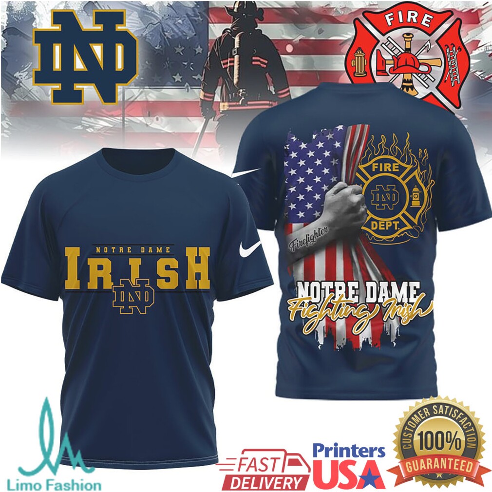 Notre Dame Fighting Irish Fire Department Thin Red Line T Shirt - Limotees LLC