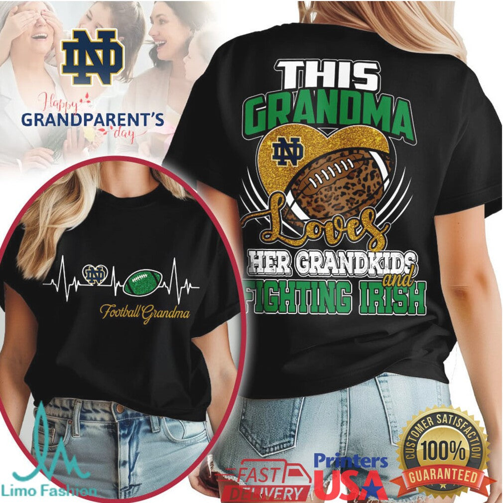 Notre Dame Fighting Irish Football Grandma Gameday Heart T Shirt