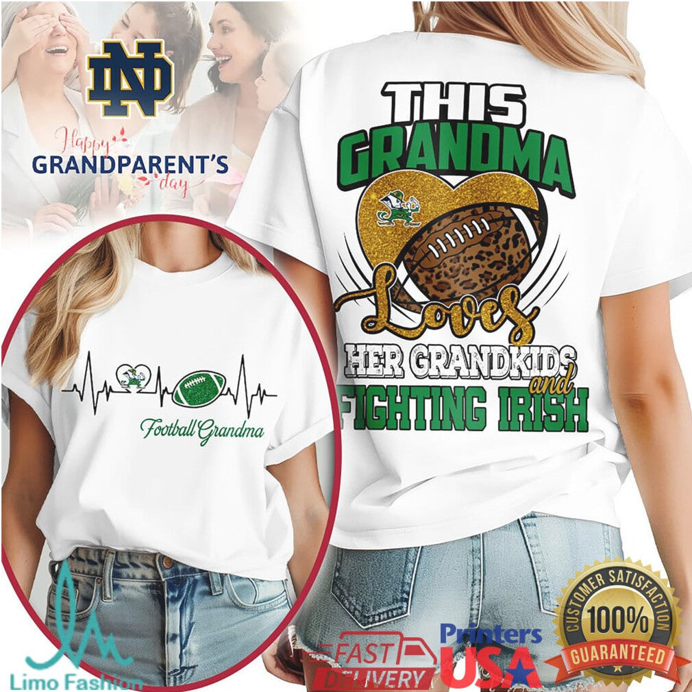 Notre Dame Fighting Irish Football Grandma Gameday Heart T Shirt